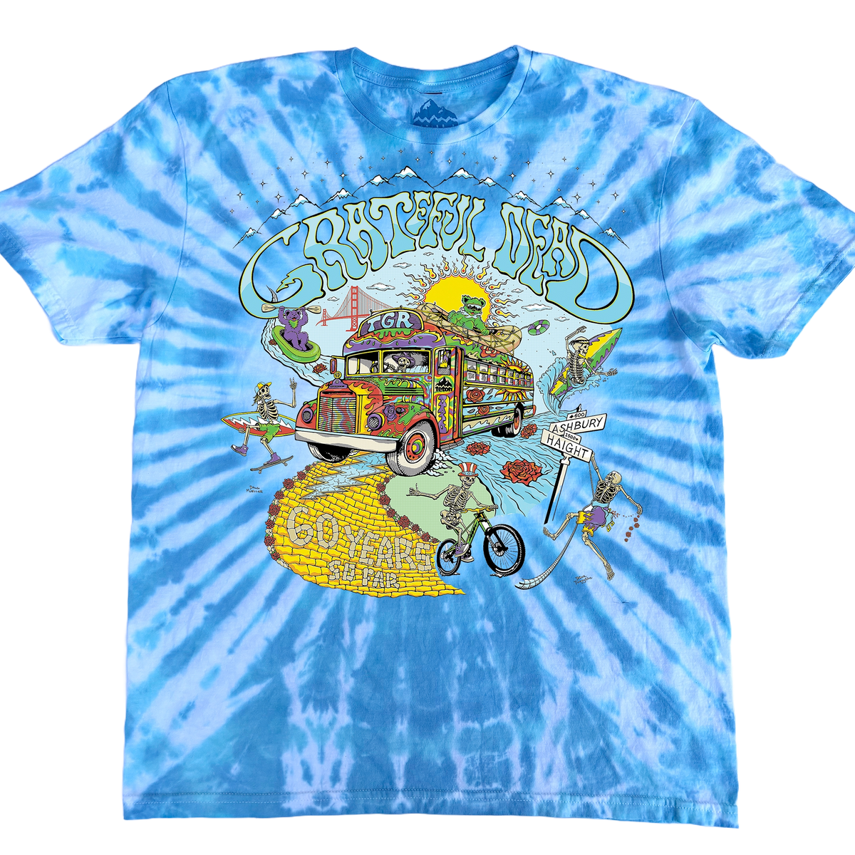 【YOURNUS】Tie-Die Over Short Sleeve T-Shirt Grateful Dead 60th x Peter Forsythe Tee - Blue Tie Dye