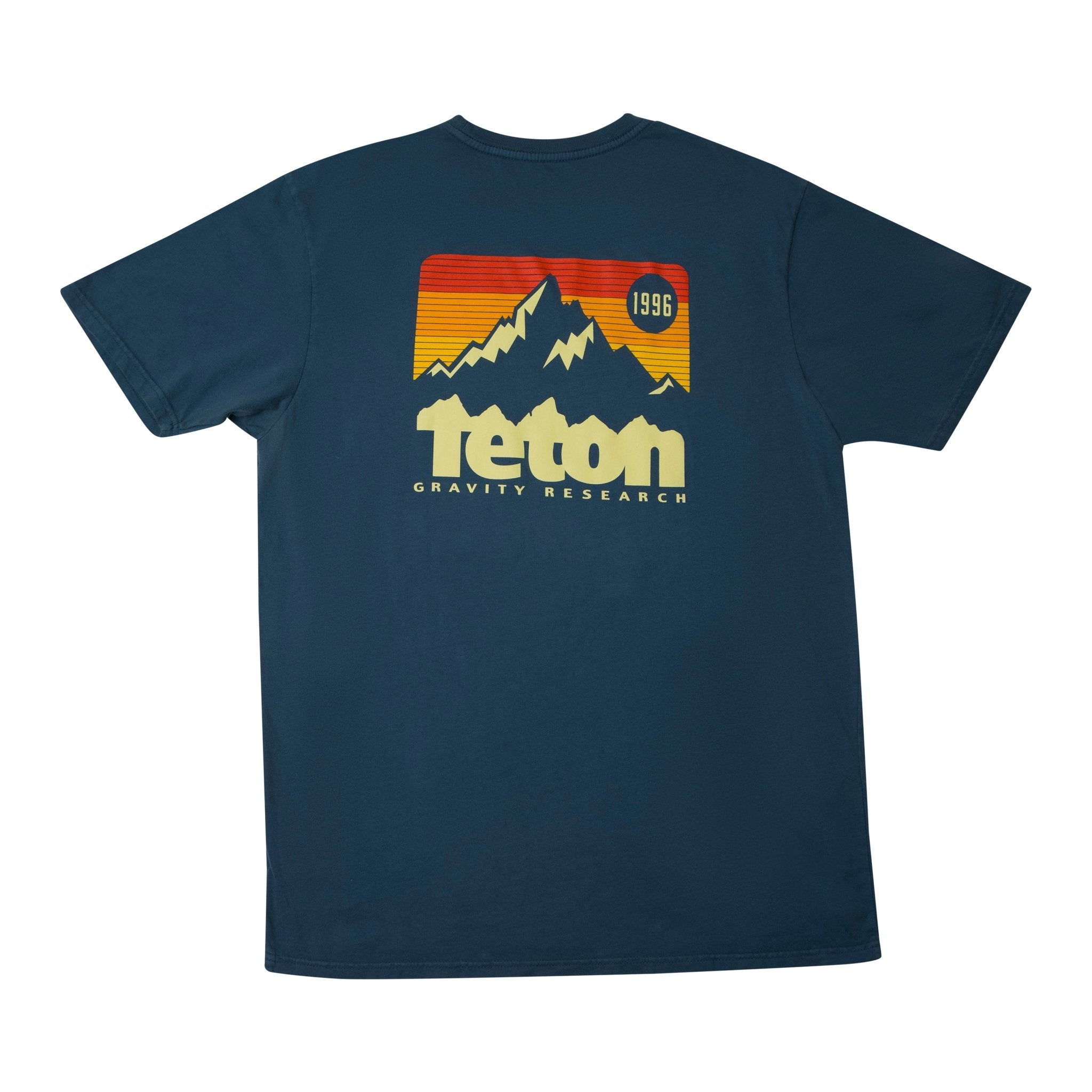 '96 Badge Tee - Teton Gravity Research, blue shirt with teton gravity research gravity logo on the back and small logo in the front #color_bearing sea blue