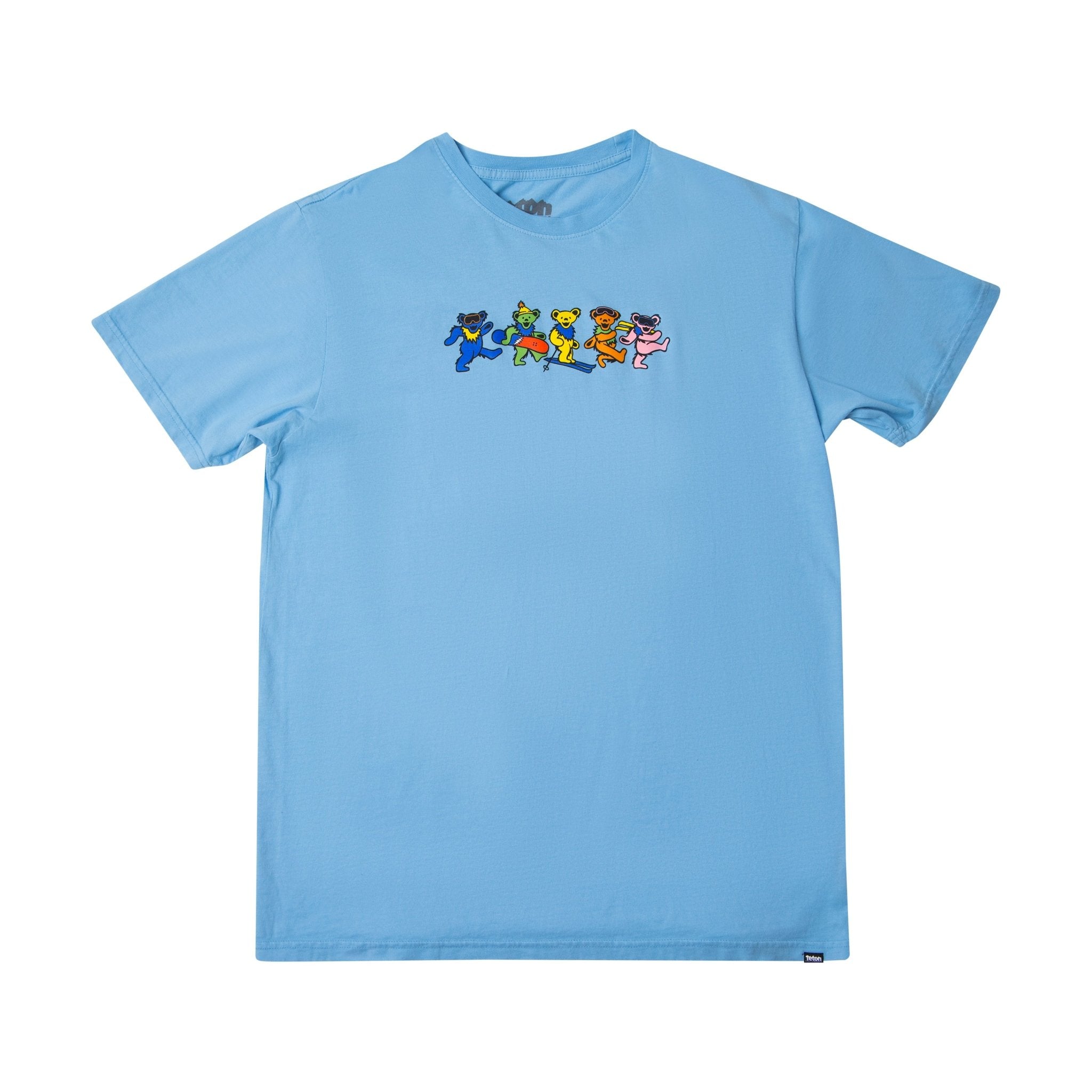 Grateful Dead x TGR Shred Bears Tee - Showing the front of the shirt in baby blue and the Shred Bears on the chest. #color_baby blue