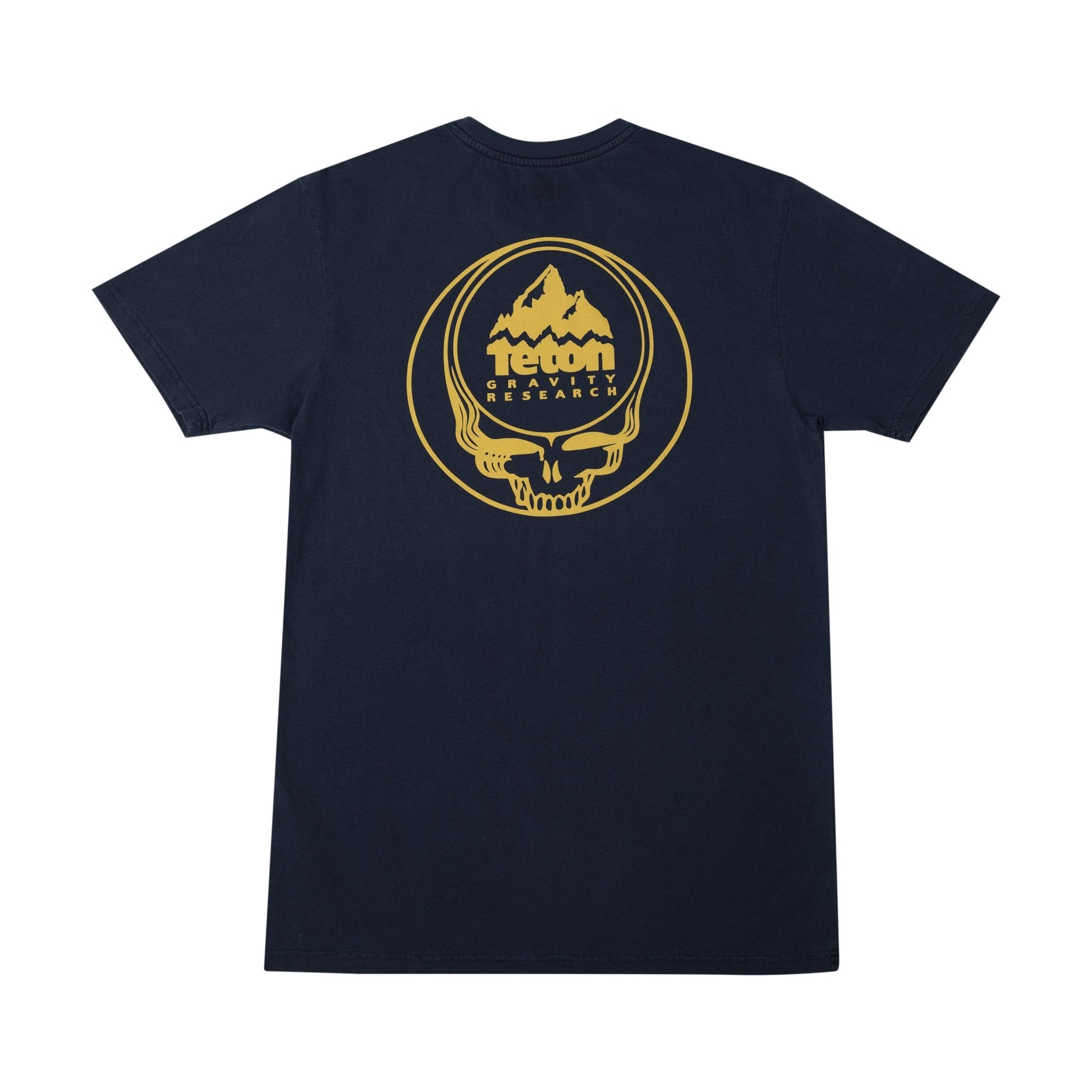 Grateful Dead x TGR Steal Your Face Tee - Shows the back of the shirt with the Grateful Dead Steal Your Face logo in yellow. #color_navy